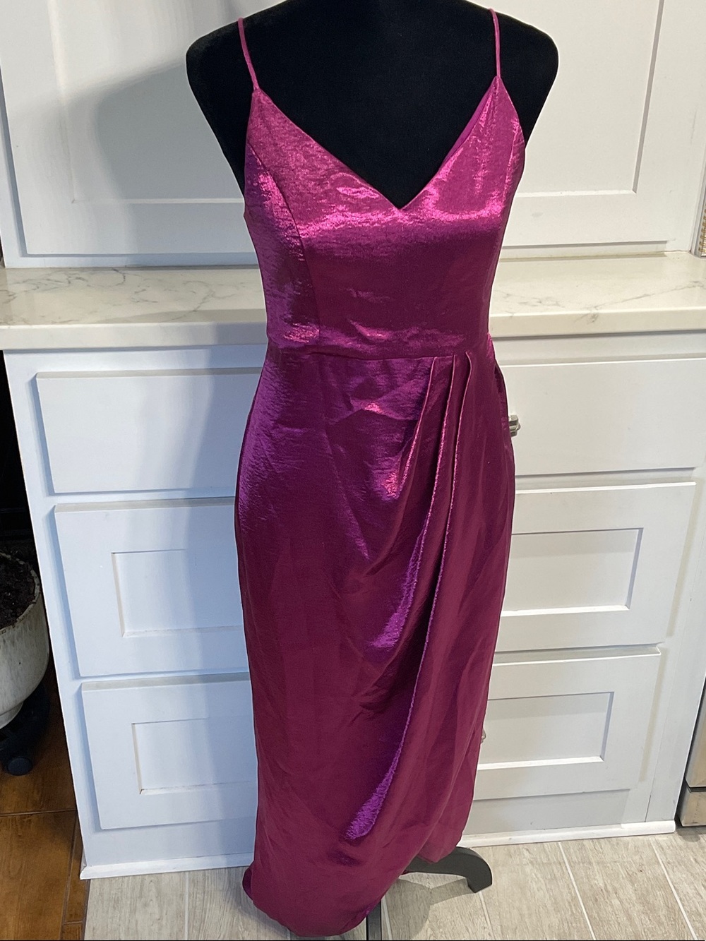 Express Shimmery Magenta Slip Maxi Dress